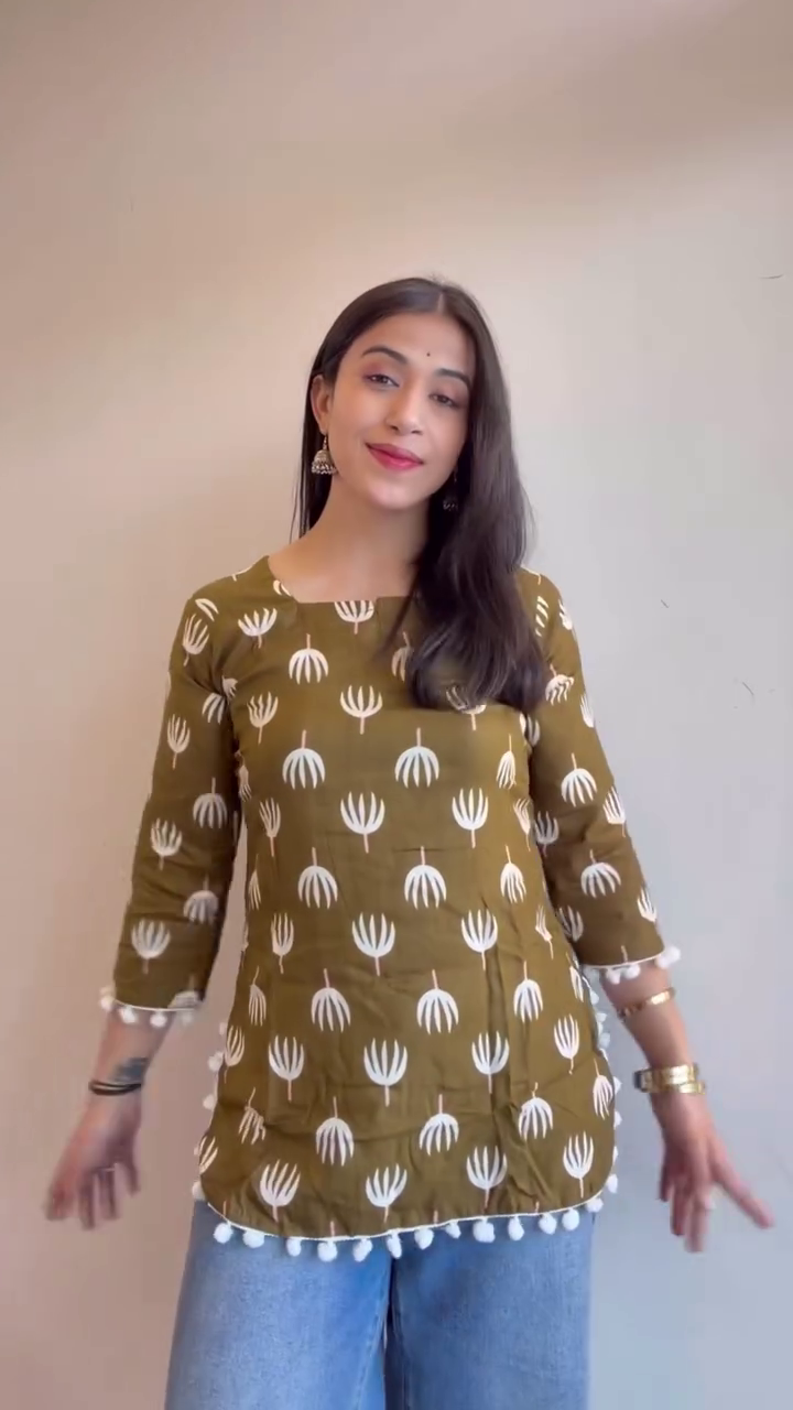Olive Printed Everyday Kurti
