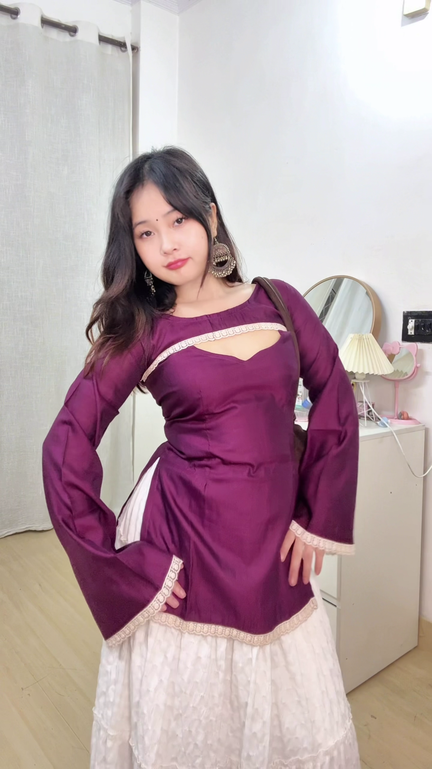 Wine Satin Party Top