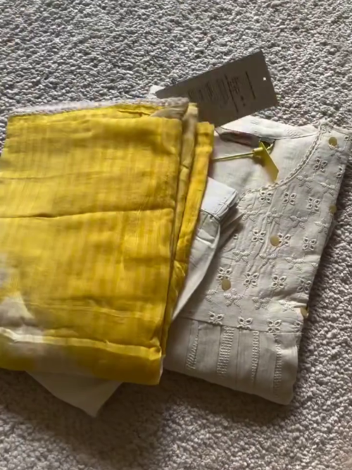 Yellow & White Kurta Set