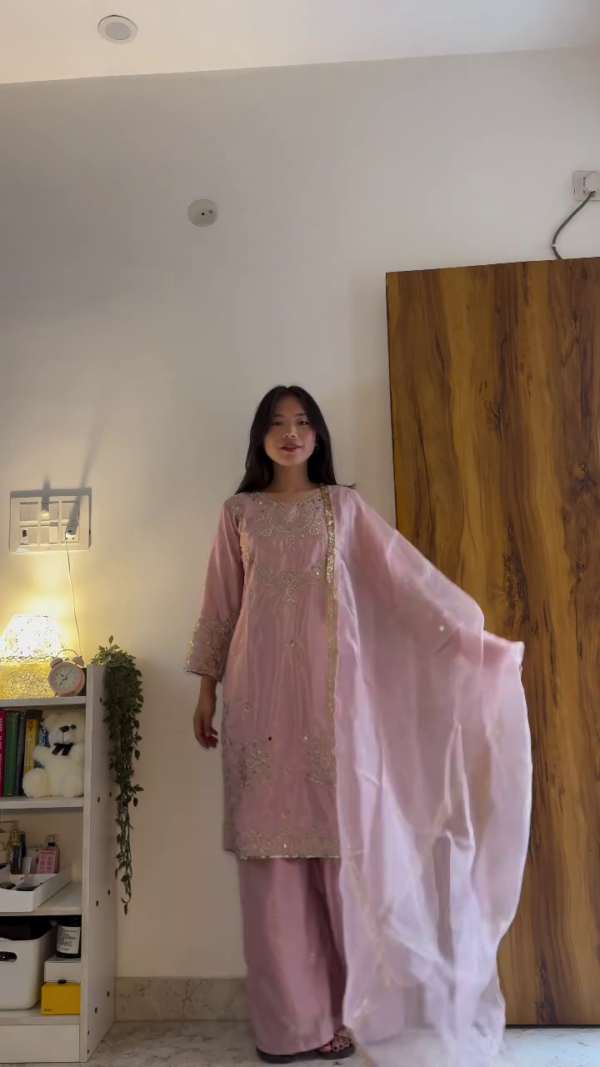 1011 (2) Olive Green Kurta Palazzo Set