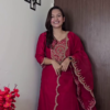 1046 (3) Dusty Rose Embroidered Kurta Set