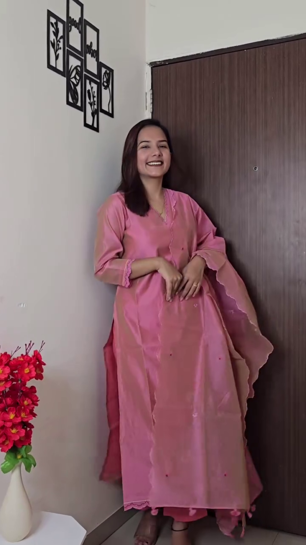 1047 (5) Bright Red Embroidered Kurta Set