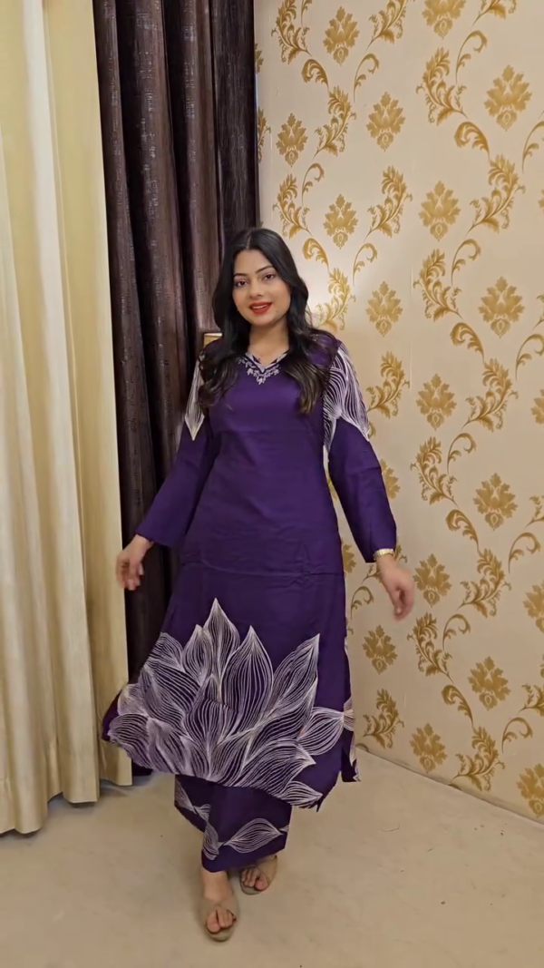 Deep Purple Printed Kurta Set