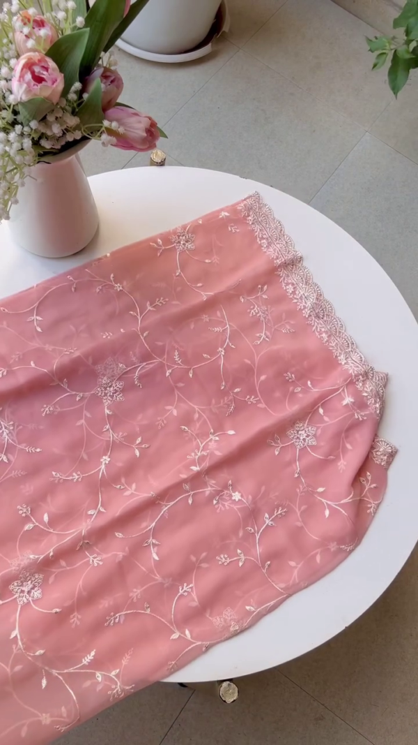 1050 (4) Pastel Pink Chiffon Kurta Set