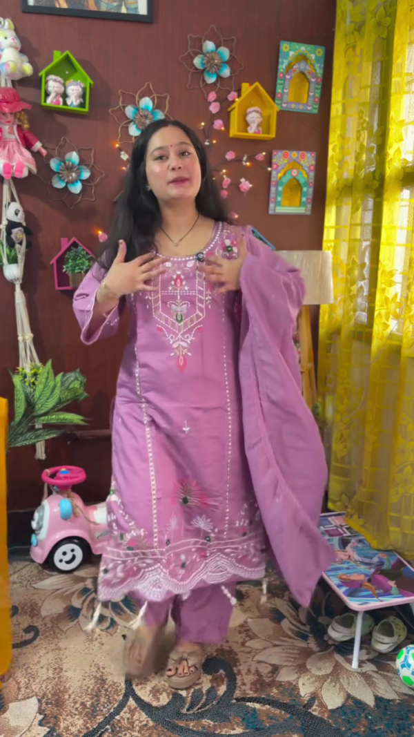 Bright Pink Embroidered Kurta Set