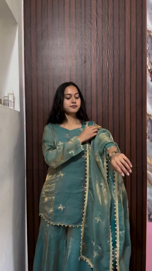 1092 (3) Elegant Teal Sharara Set – Perfect Wedding Guest Outfit from Meesho