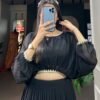 Suratikart Black Georgette Co-Ord Lehenga Set