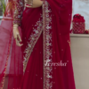 1149-1.png Regal Ruby: Hand-Embroidered Bridal Georgette Saree by Teresha