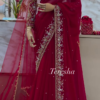 1149-2.png Regal Ruby: Hand-Embroidered Bridal Georgette Saree by Teresha