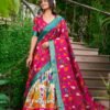 White Dola Silk Lehenga Choli Set with Kalamkari Print and Zari Weaving