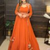 13D_1.jpg Orange Color Jacket Style Anarkali Suit Set