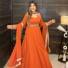 13D_2.jpg Orange Color Jacket Style Anarkali Suit Set