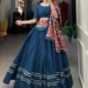 1697FRZMAIN2.jpg Firozi Color Plain With Gota Patti Cotton Garba Collection by Suratikart