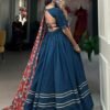 1697FRZSIDE.jpg Firozi Color Plain With Gota Patti Cotton Garba Collection by Suratikart