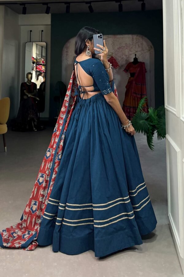 1697FRZSIDE.jpg Firozi Color Plain With Gota Patti Cotton Garba Collection by Suratikart