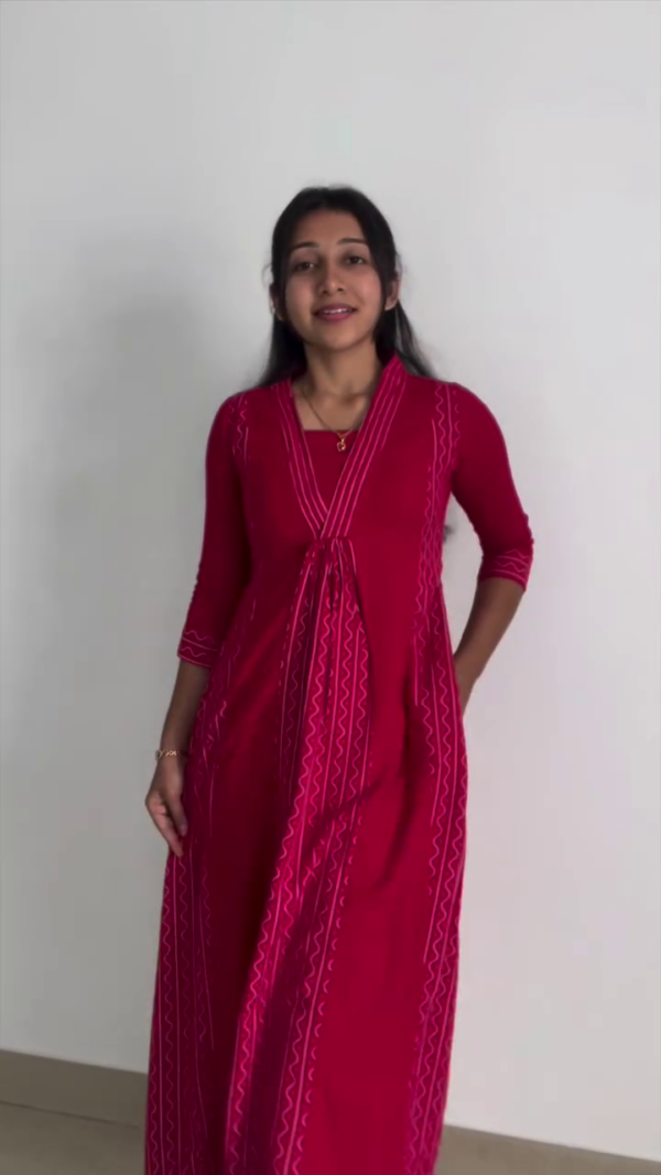 1916 (2) Classic Red A-Line Kurta Set β Timeless Ethnic Elegance