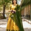 2020YLWMAIN.jpg Yellow Color Zari Weaving Work Kanjivaram Lehenga Choli