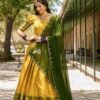 2020YLWMAIN1.jpg Yellow Color Zari Weaving Work Kanjivaram Lehenga Choli