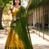 2020YLWMAIN2.jpg Yellow Color Zari Weaving Work Kanjivaram Lehenga Choli