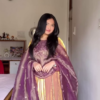 Royal Golden & Purple Velvet Ensemble with Paisley Embroidery