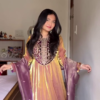 Royal Golden & Purple Velvet Ensemble with Paisley Embroidery