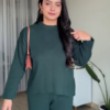 Chic Black Knitted Co-Ord Set – Sweater with Wide-Leg Trousers