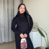 Chic Black Knitted Co-Ord Set – Sweater with Wide-Leg Trousers