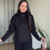Chic Black Knitted Co-Ord Set – Sweater with Wide-Leg Trousers