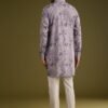 364_4 Purple Zipper Kurta Set in Russian Silk with Floral Print