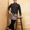 374_1 Royal Black Embroidered Designer Kurta Set with Premium Finish