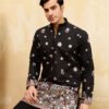 374_2 Royal Black Embroidered Designer Kurta Set with Premium Finish