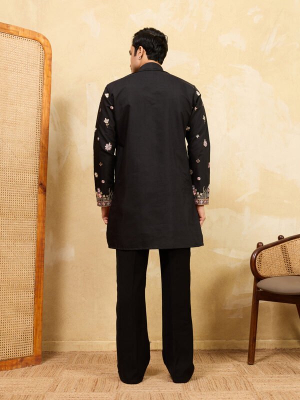 374_4 Royal Black Embroidered Designer Kurta Set with Premium Finish
