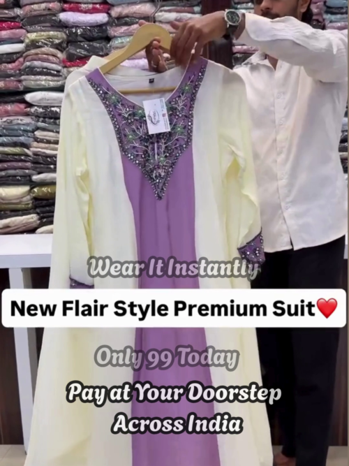 39 (6) Designer Flared Party Wear Suit Set