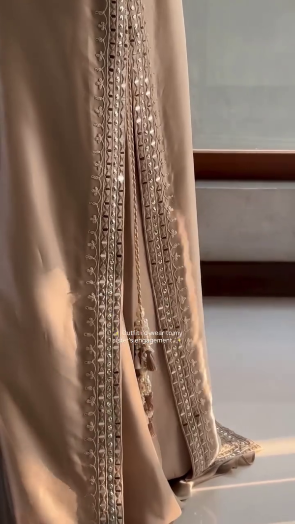 Elegant Beige Embroidered Party Wear Suit