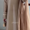 Elegant Beige Embroidered Party Wear Suit