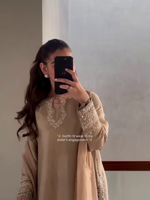 41 (6) Elegant Beige Embroidered Party Wear Suit