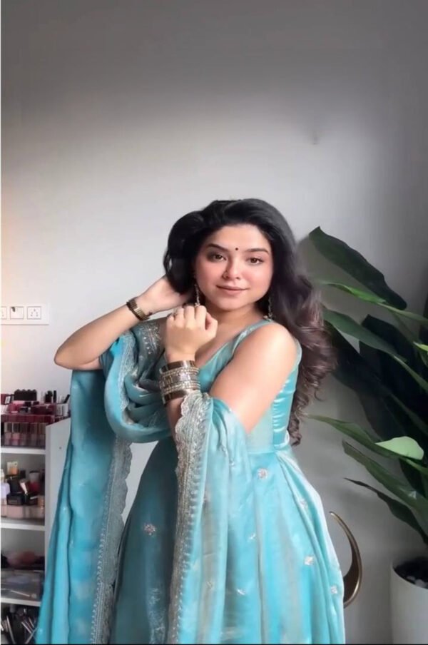 5838_2.jpg Premium Steel Blue Fandy Silk Anarkali Suit