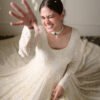6116_2.jpg Off White Lucknowi Special Readymade Anarkali Suit Set