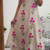 Beige Floral A-Line Kurta Palazzo Set