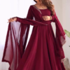 Maroon Anarkali Suit with Dupatta