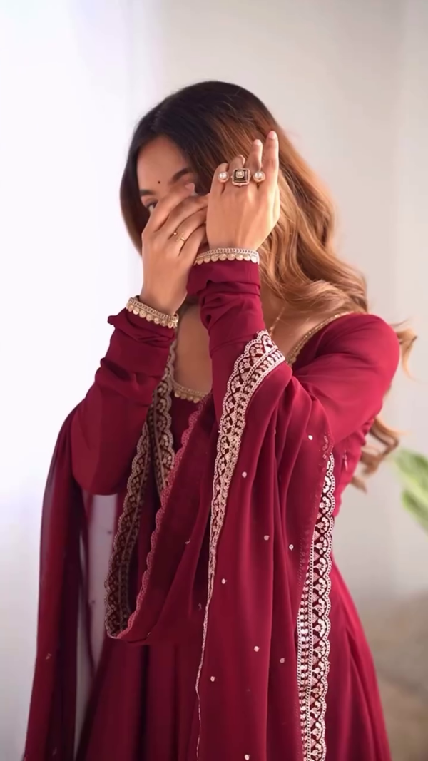 Maroon Anarkali Suit with Dupatta