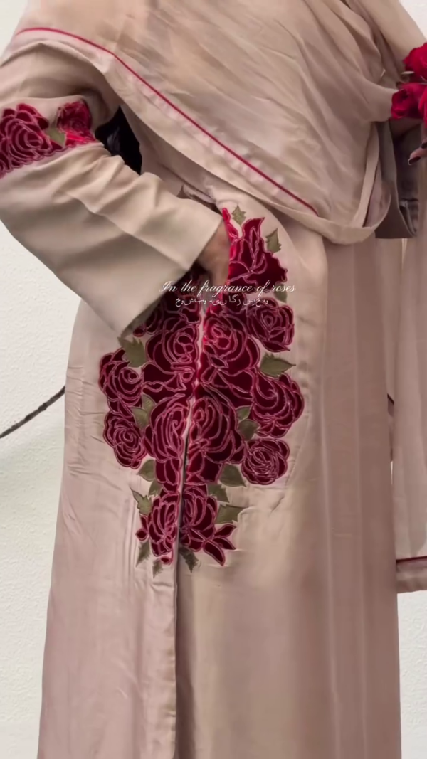Beige Satin Kurta Set with Embroidery