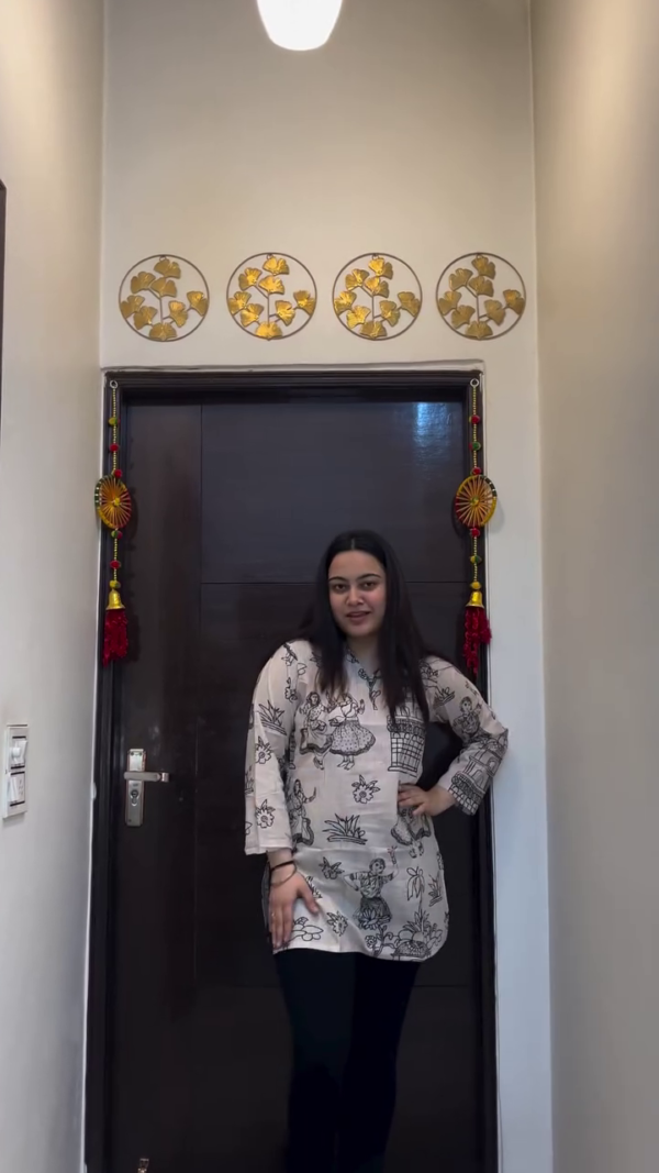 Dark Floral Short Kurti with Pants