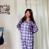 Purple Checkered Night Suit