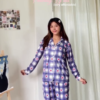 Purple Checkered Night Suit
