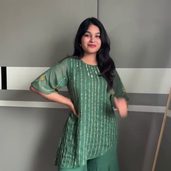 964 (2) Pink Embroidered Kurta Palazzo Set
