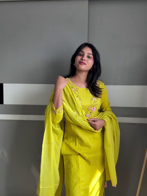 Yellow Embroidered Kurta Set