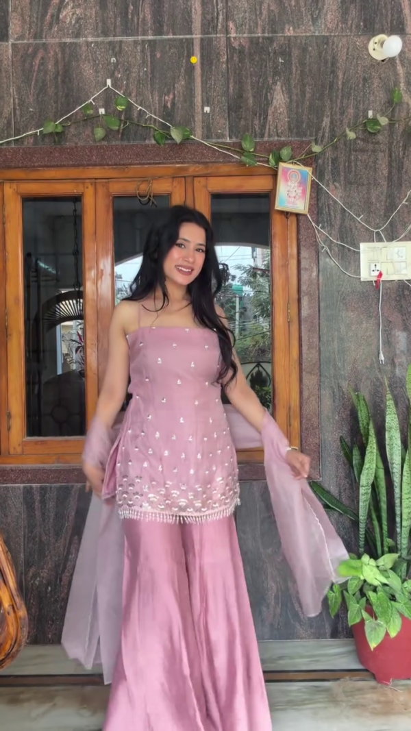 Mauve Sharara Suit Set
