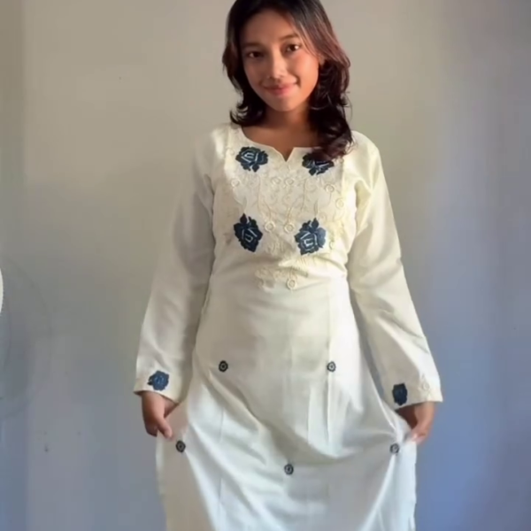 White Embroidered Kurti