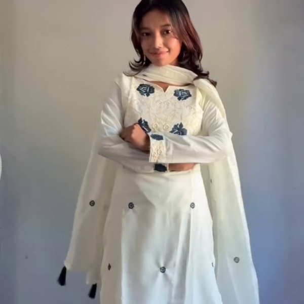 White Embroidered Kurti